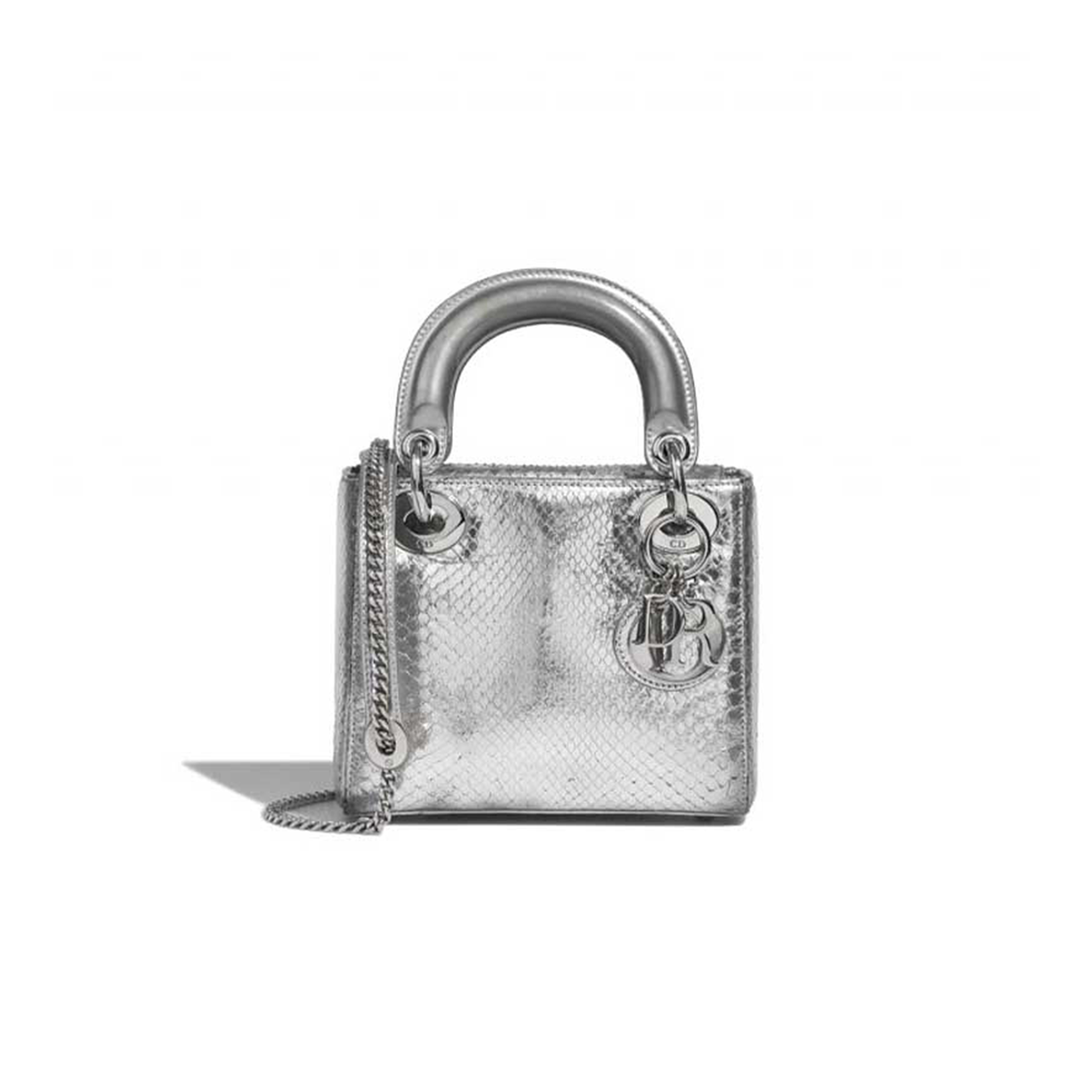 DIOR LADY MINI PYTHON SILVER (17*15*7cm) 